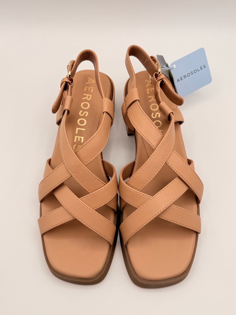 AEROSOLES Daily FX Slingback Block Heel Sandals Beige Size 9